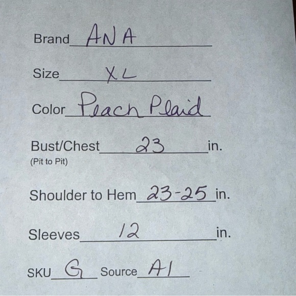 a.n.a Peach Plaid Twist Front Button Blouse XL Boho Summer Top - Picture 7 of 7